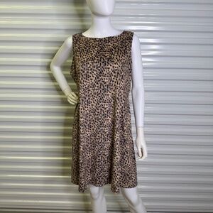 Tommy Bahama Darcy Lagoon Leopard Sheath Womens L Sleevless Dress Gold Zip